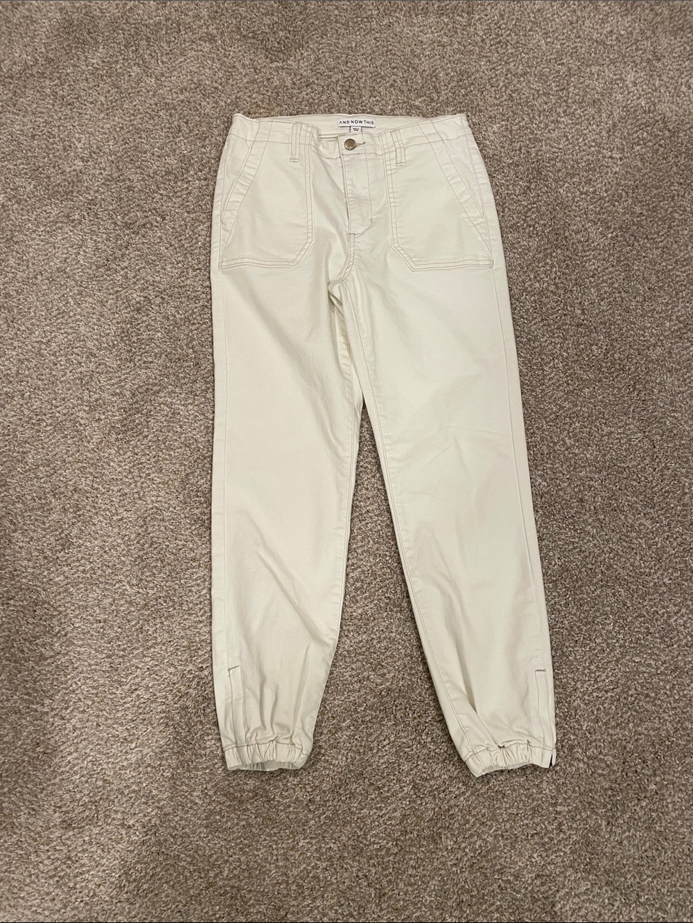 Anthropologie Cream Utility Jogger Pants